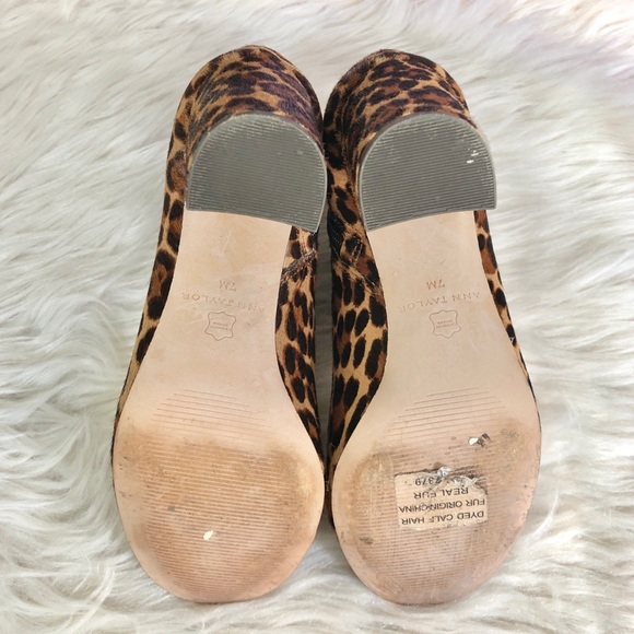 Ann Taylor | Leopard Print Imogen Button Booties Calf Hair - Picture 6 of 9